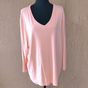 Preswick & Moore Pink Long Sleeve Relaxed Blouse Size 2X